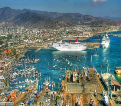 The town of Ensenada is located just south of the San Diego border in Baja Mexico also referred to as Mexican Riviera cruise itinerary....